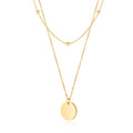 Exquisite Rose Gold Plated Bright Round Brand Pendant Necklace Double-layer Stainless Steel Small Ball Fine Chain Neck Ornament