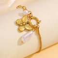Stainless Steel Jewelry Snap Hook Butterfly Pearl Bracelet 18K Gold Plated Women Snake Hand Chain Bracelet