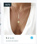 Punk Singoli Multi-layer Gold Necklace Star Disc Vertical Bar Pendant Necklace Sets Choker Chain Jewelry New
