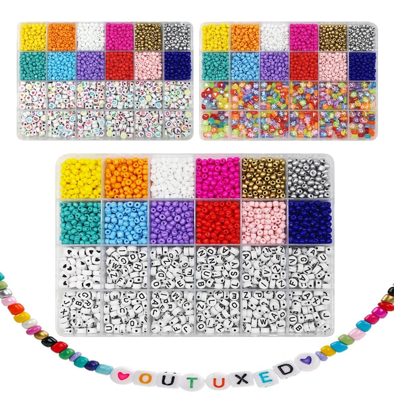 Mini Cuentas De Colores De Cristal 4mm Y Uentas De Letras Para Pulseras