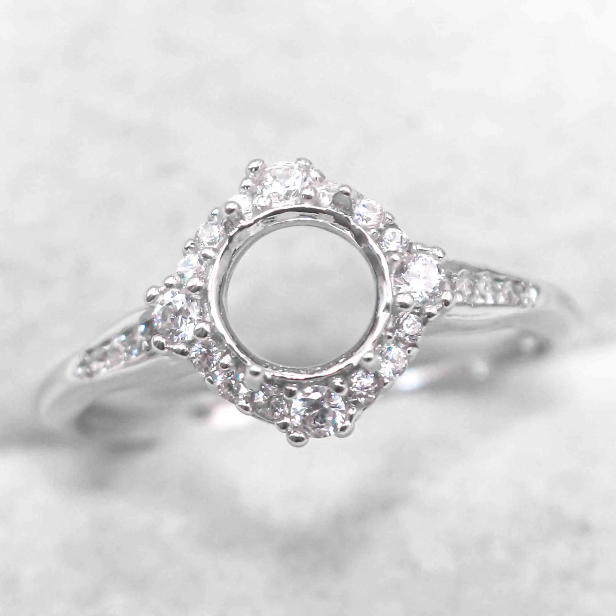 Sterling Silver 5mm/6mm/7mm/8mm Semi Mount Ring Frame Empty Blank Support Setting S925 Base Without Center Stone for Inlay DIY