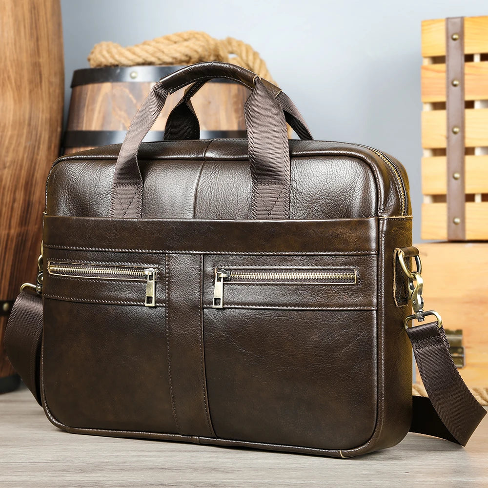 Guangzhou Factory Drop Shipping OEM ODM Men Original Briefcase Genuine Leather Laptop Messenger Bag Leather Briefcase Men