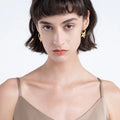 Fashion 18K Gold Plated Stainless Steel Jewelry Simple Circle Shaped Five Pointed Star Drop Earrings E211238