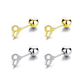 E01540 925 Sterling Silver Heart Shape Clockwork Stud Earring School Threaded Earrings Hypoallergenic Earring for Girls Women