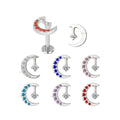 GZN High Polished Titanium CNC Set Moon With CZ Center Internally Threaded Top Nose Rings Jewelry Earring