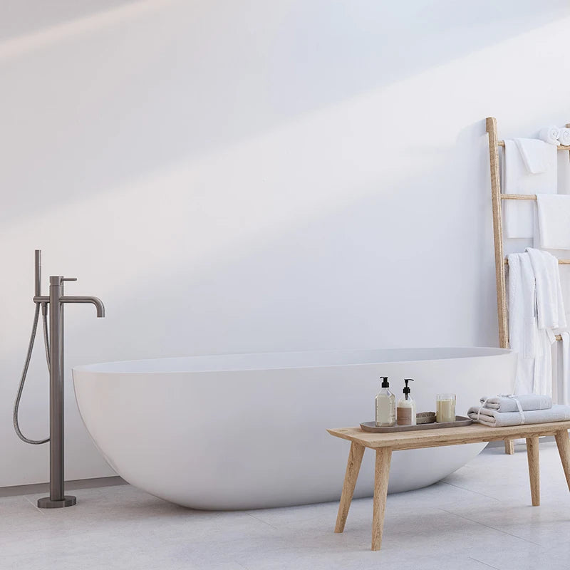 Modern Soaking Solid Surface Artificial Stone Freestanding Bathtub KKR