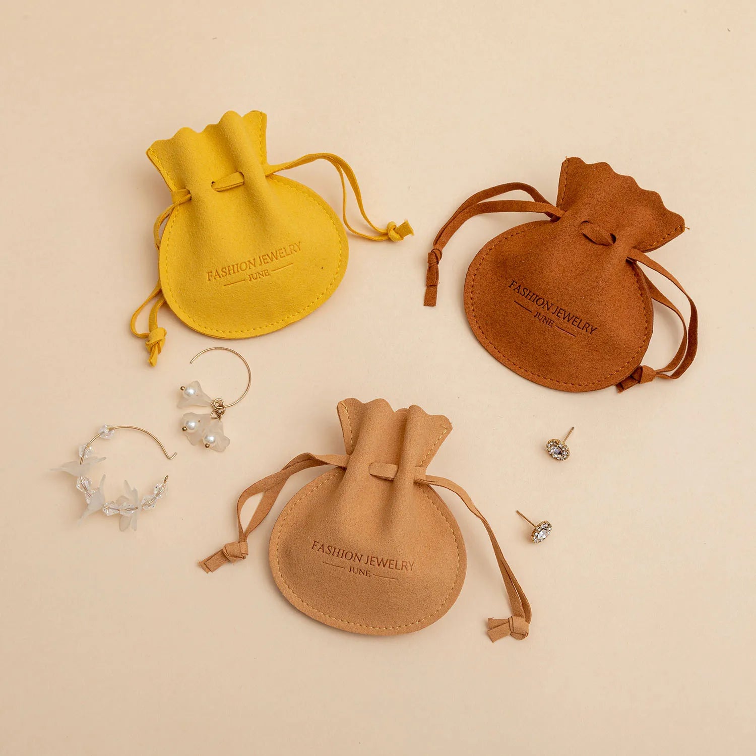 Factory Custom Logo Jewelry Drawstring Packaging Pouch and Box Gift Bags Microfiber Jewelry Pouches With Insert Pad