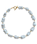 Irregular Baroque Imitation Pearl Beaded Trendy Gold Plated Necklace for Women's Sweater Chain Exaggerated Accessories