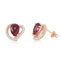 YBO Women's Fashion Rose Gold Plated Pyrope Earrings Trendy Water Drop Natural Stone Studs for Parties