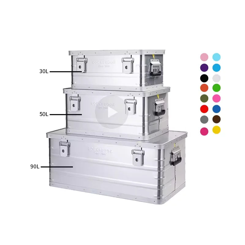 For ROCKBROOK 95L Heavy Duty Aluminium Storage Box Kitchen Outdoor Camping Foldable Collapsible Kitchen Storage for Storage