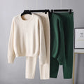 Autumn and Winter Large Size Fashion New Relaxed Casual Sweater Two-piece Set of Solid Color Knitted Suit Female