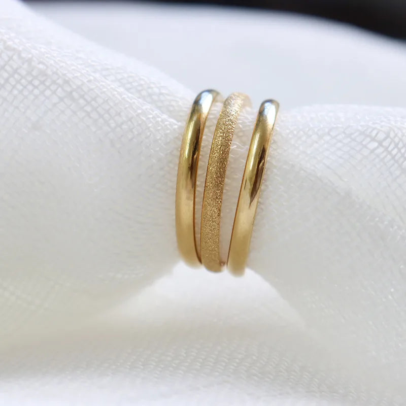 Unique can be detached into 3 rings delicate gold stainless steel rings for couple