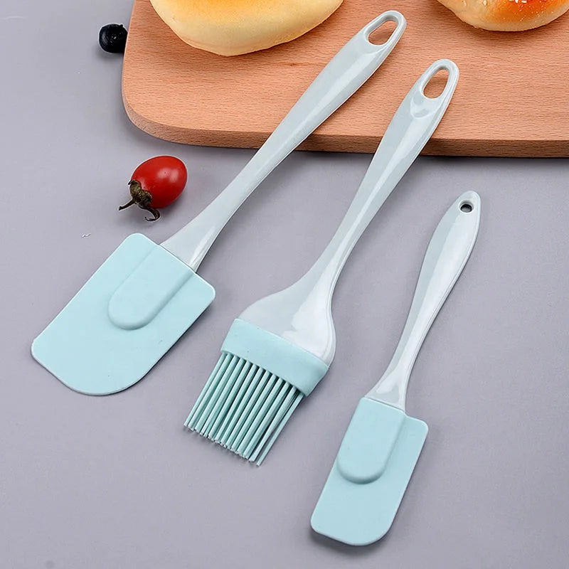 3-Piece Sky Blue and Pink Silicone Spatula Set Heat Resistant Baking & Pastry Tools