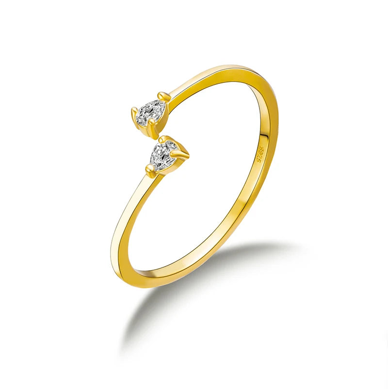Fashion New Design Crystal Rings Sterling Silver 18K Gold Plated Women's Wedding Rings