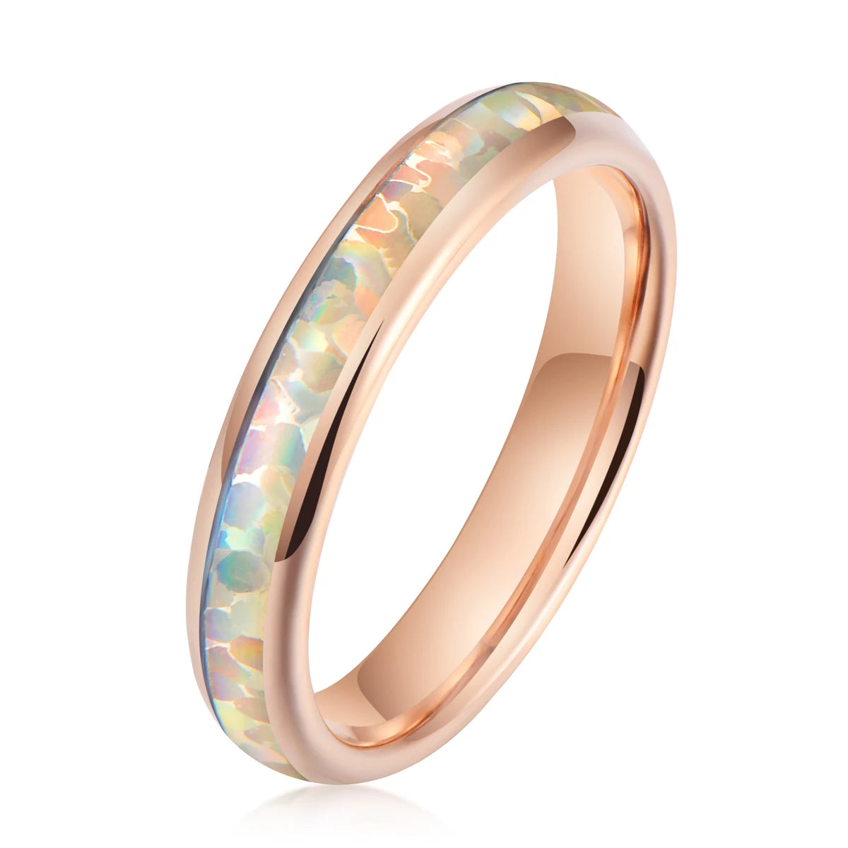 Ouyuan Wholesale Jewelry comfort Fit 4mm Inlay Opal Gold Plated Jewelry for Men Women Rings