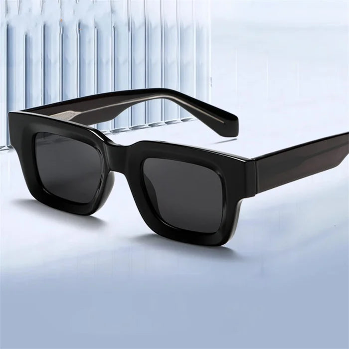 Stock Custom Logo High-End Contrast Color Leopard Polarized Sunglasses Uv400 Large Thick Frame Metal Core Square Sunglasses