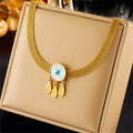 Nabest Stainless Steel Shell Evil Eyes Necklace Women Punk Jewelry Waterproof Gold Plated Nets Chain Clavicle Choker
