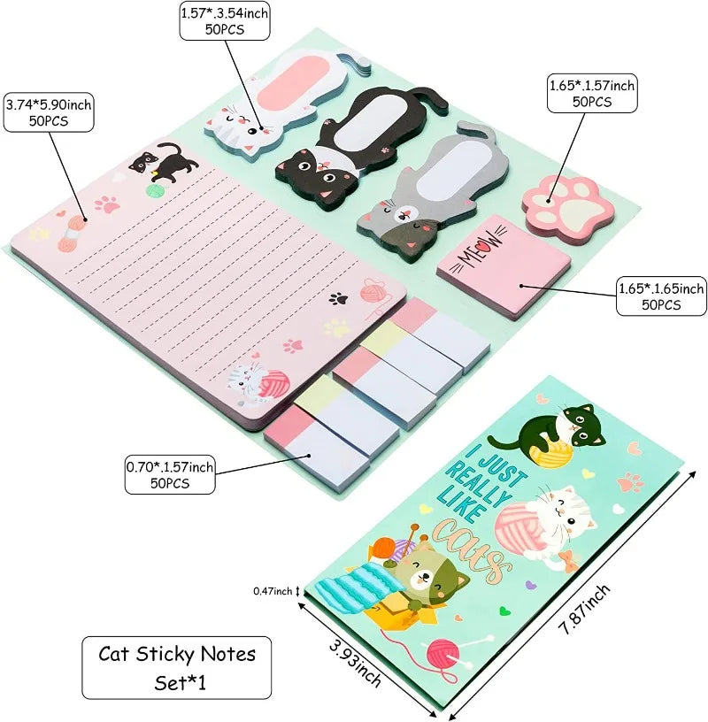 Cross Border Combination Convenience Note Book Cat Cute Animal Ins Style Cartoon Stickers Can Be Repeatedly Pasted
