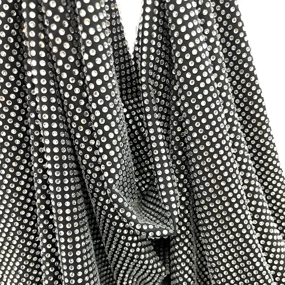 S532 150cm*100cm 1mm Space Factory Direct  Rhinestones Fabric Bling  Bling Crystal Fabric Rhinestone