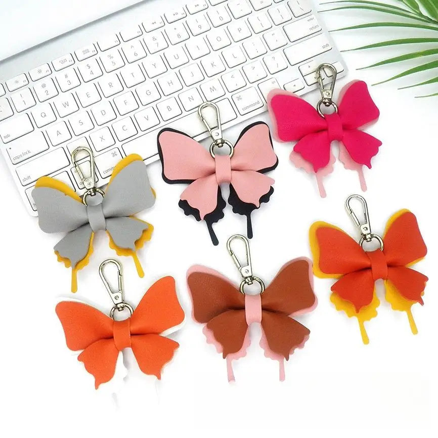 Personalized Lovely Butterfly Charm Keychain Fashion Leather Key Chains Women Leather Pendant Bag Accessories Butterfly Keychain