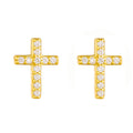 Simple Fashion 14K Gold Plated 925 Sterling Silver CZ Fine Religious Classic Mini Crucifix Cross Stud Earrings for Women Men