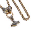 Classical Golden Thor Mjolnir Hammer Necklace Stainless Steel  Fine Jewelry Necklace Viking Thor Mjolnir Hammer Necklace
