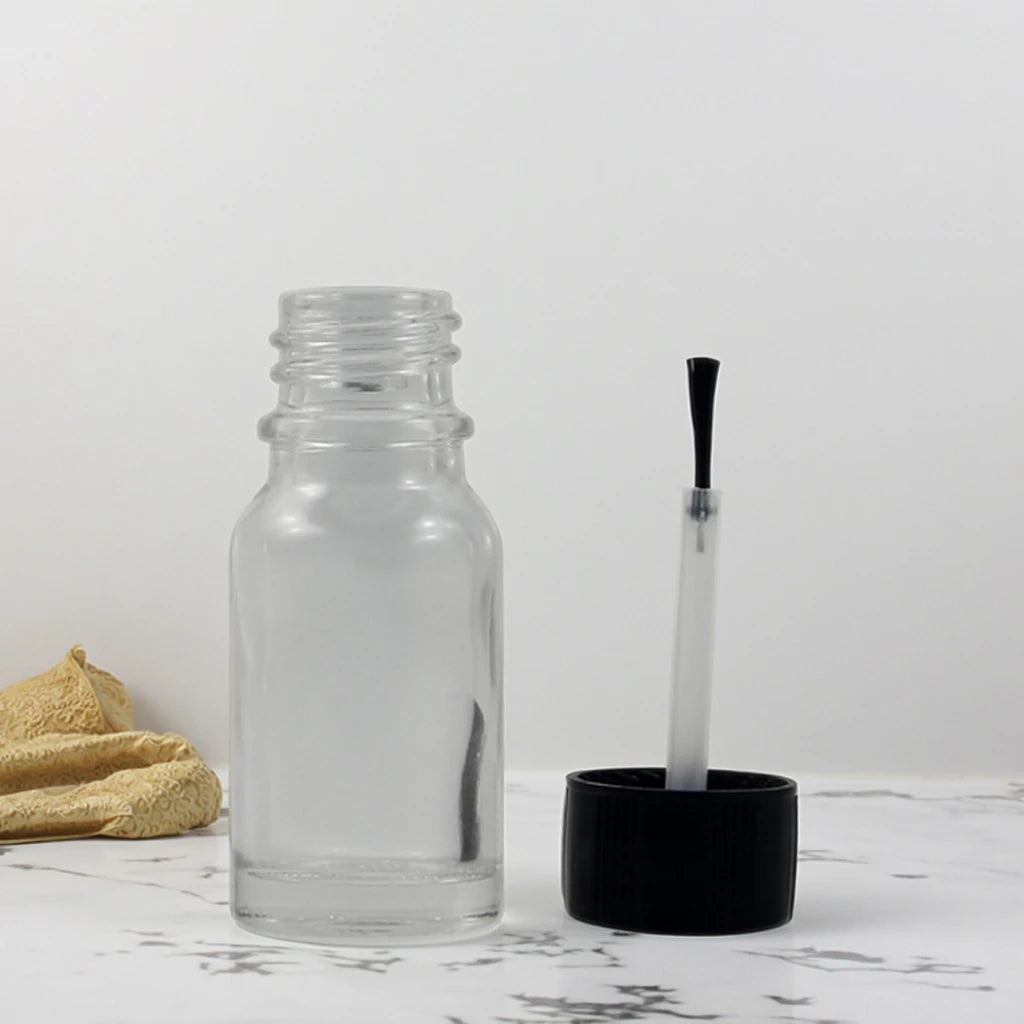Clear Gel Nail Polish Glass Dropper Bottle Brush 5ml/10ml/15ml/20ml/30ml/50ml Capacities Screw Cap for Skin Care Cream Sealing