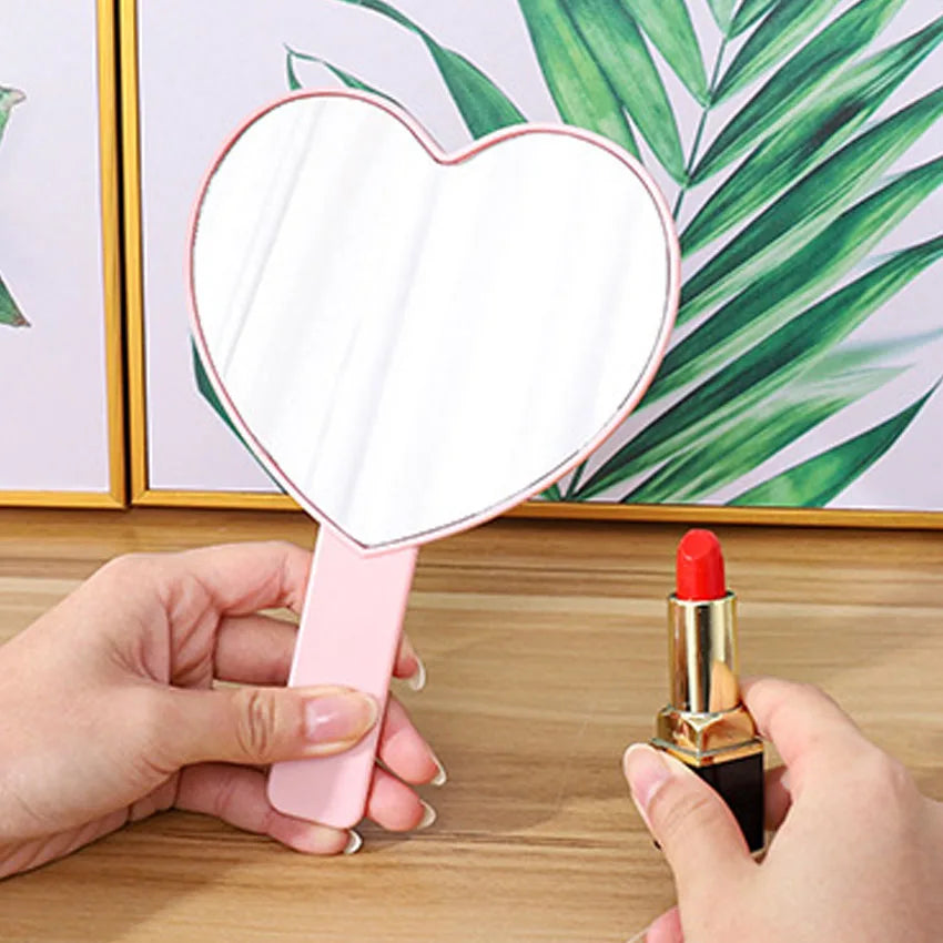 Custom Logo Heart Shaped Makeup Hand Mirror Long Lasting Beauty Tool with Single Sided Vanity Wholesale Private Label