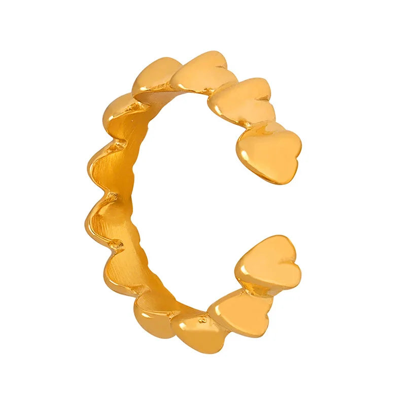 French Choker Stainless Steel 18k Wavy Flame Shape Geometric Irregular Ring Rings Gold Accessories Jewelry