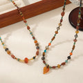 Fashion Boho Jewelry Real Gold Plated African Turquoise Red Agate Handmade Luxury Beaded Gemstone Necklace Women
