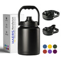 Haers 1 Gallon Stainless Steel Beer Growler Leak Proof Bottles Double Wall Insulated Jugs With Water Holding Lid and Handle