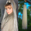 Hot Sale Yaki Straight Synthetic Hair Braids with Glitter Tinsels Ponytail Hair Extension Wholesale