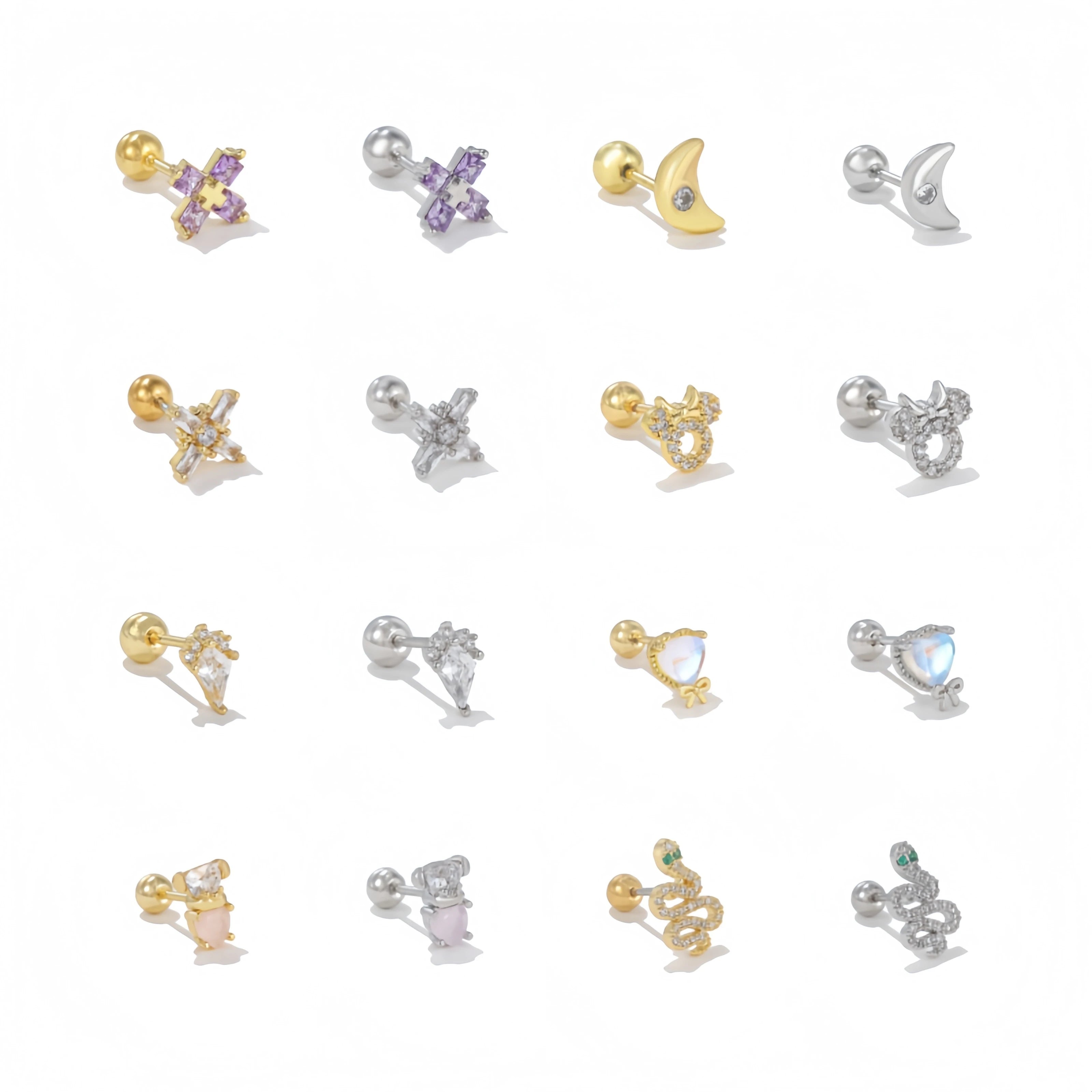 Elegant 3A CZ Piercing Stud Earrings Hypoallergenic Jewelry Trendy Sparkling Ear Studs for Office Party and Casual Outfits