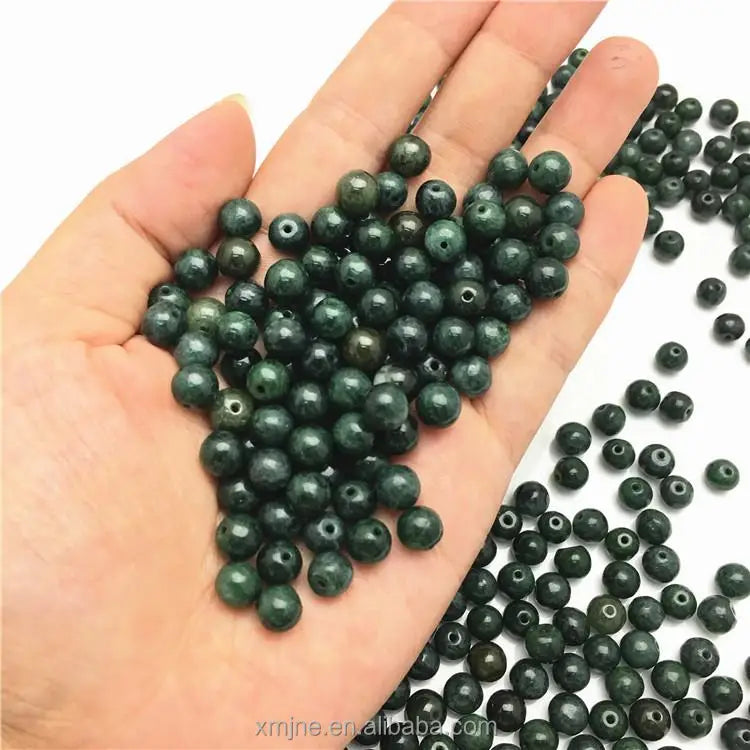 Burmese Jade Beads 6.5Mm Jade Beads Jade Grade a Oil Bean Seed Round Beads
