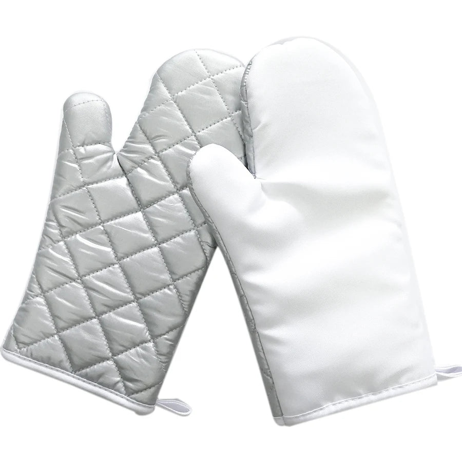 Topjlh Custom Logo Polyester Oven Mitts Sublimation Heat Resistant Kitchen BBQ Gloves Oven Mitts