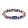 2022 New Design Customized Name Jewelry Black Plated Stainless Steel Metal Charm Custom Gemstone Natural tiger Eye logo Bracelet