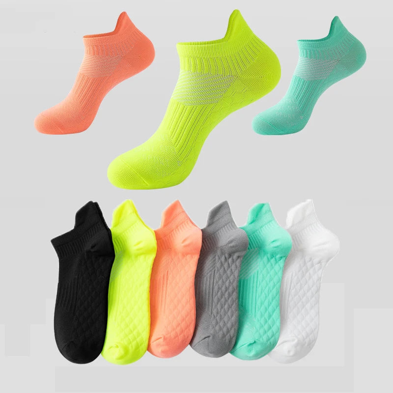 Wholesale Promotional Neon Green Colorful Ankle Socks Professional Breathable Mesh Low Cut Socks for Sports Daily Running