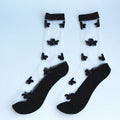 SHANXIN Black Flower Pattern Summer Outdoor Dress Thin Fashion Slouch Socks Women