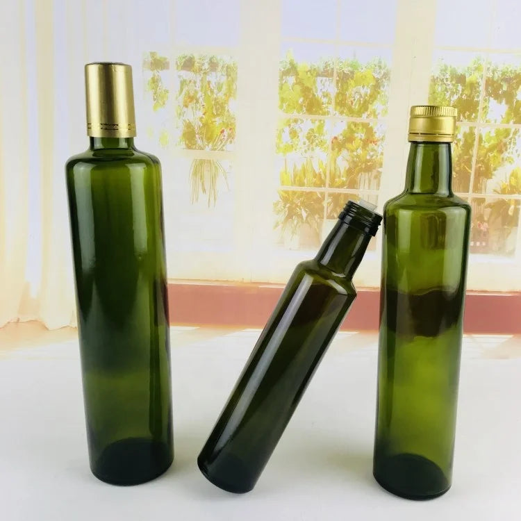 8oz 10oz 300ml 500ml Food Grade Glass Olive Oil Squeeze Bottles Squirt Dispenser Sauce with Twist Caps for