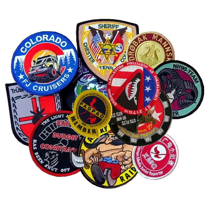 Custom Cool Patches Embroider YDesigner Hat Fabric Woven Full Embroidery Logo Iron-On Badge Patch