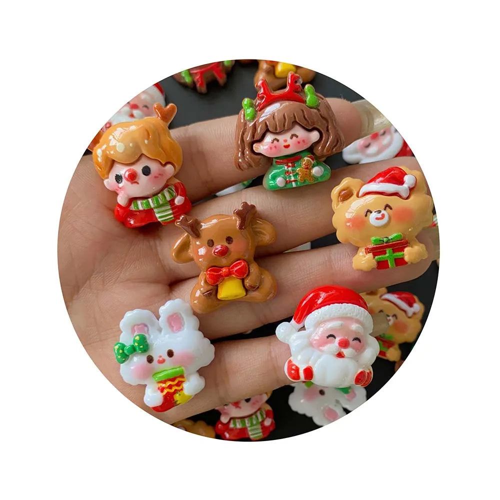 Kawaii Cartoon Christmas Series Flatback Resin Cabochon New Year's Gift Decoration Crafts DIY Deco Parts Scrapbooking