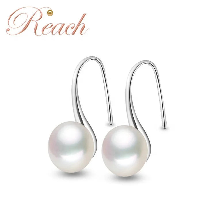 Wholesale S925 Silver Pendant 6mm Size Natural Fresh Water Pearl Dangle Earrings