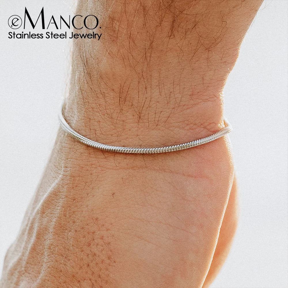 EManco 18k Gold Minimalist Jewelry Man Bracelet Stainless Steel Square Chain Chain Link Bracelet Adjustable Men