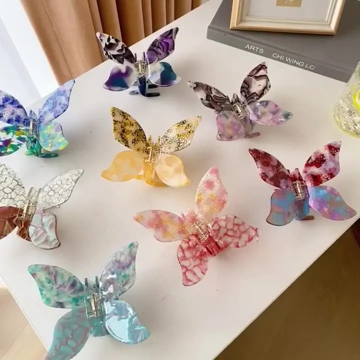 11cm Wholesale Usa Acetate Hair Ornament fairy Super Large Blend  butterfly Hair Claw Clip for Girls