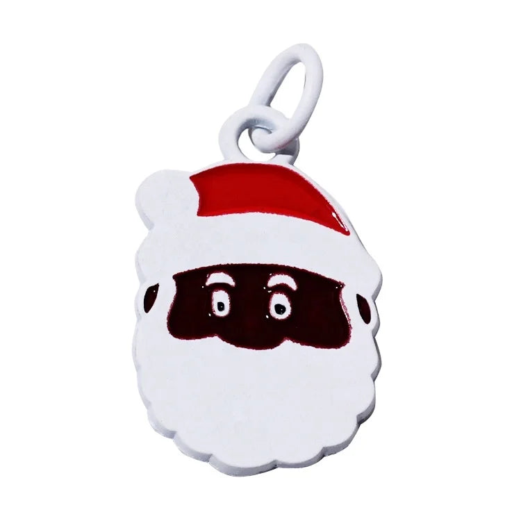 Zinc Alloy Father Christmas Metal Bracelet Pendants Necklace Accessory Enamel logo Metal Charm Tags