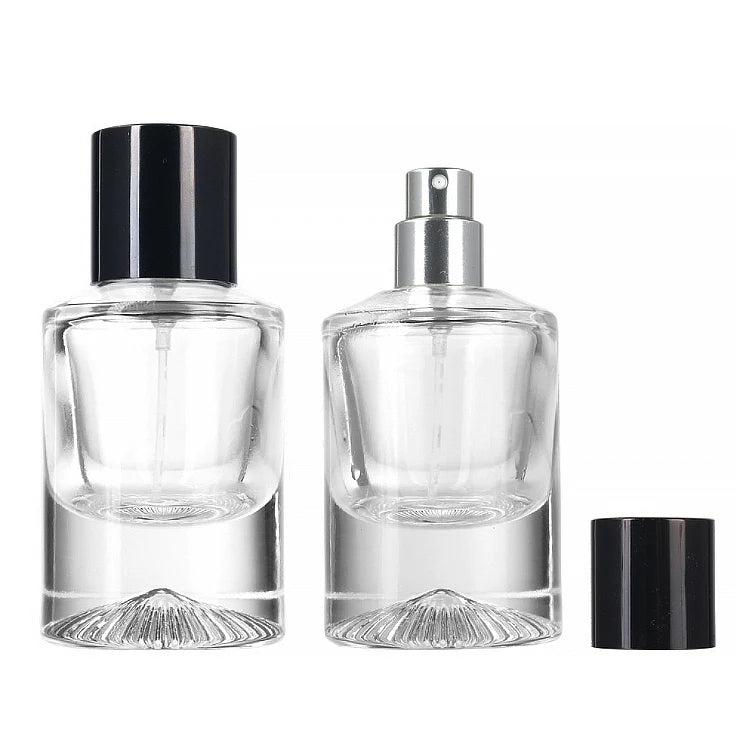 Clear Luxury 30ml Cylinder Empty Spray Round Shape Thick Volcano Bottom Glass Perfume Bottle