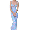 10% 3XL Hot Selling Women Summer Elegant Floral Print Tight Sleeveless Backless Bandage Long Dresses