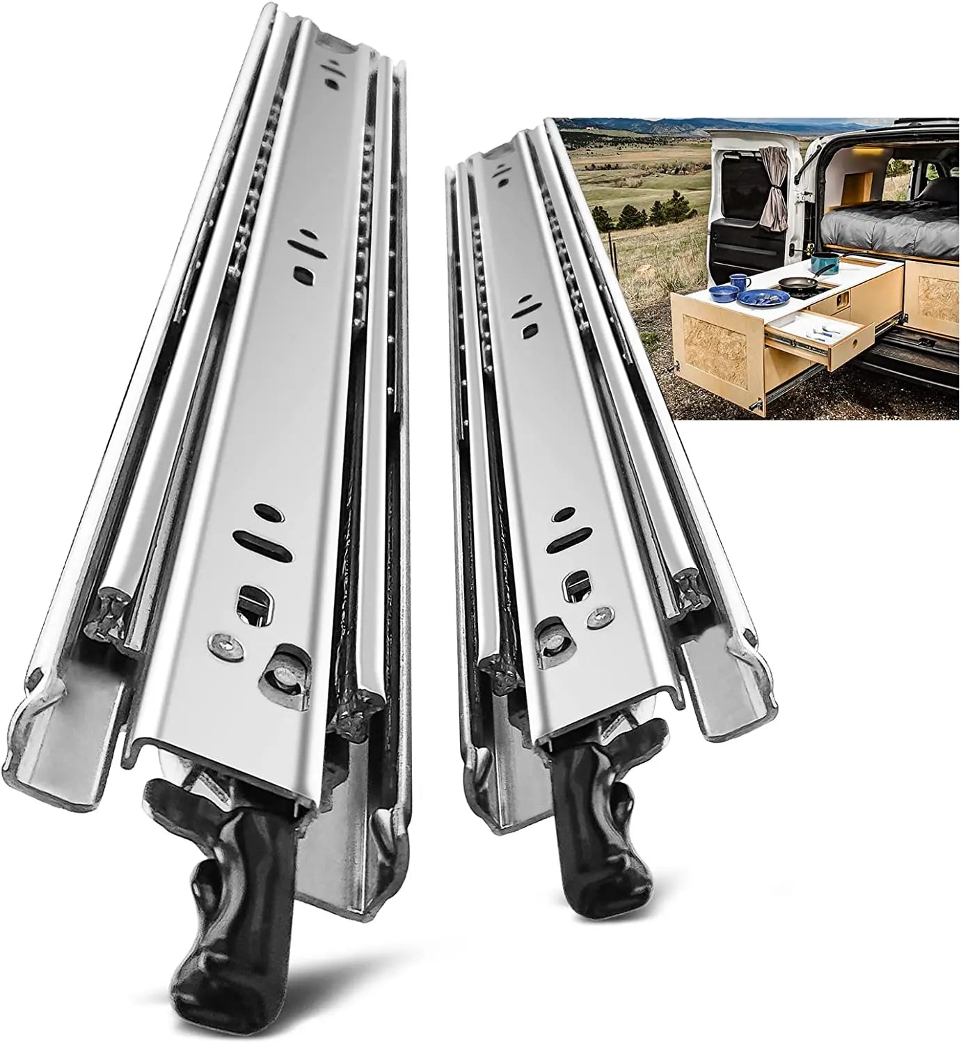 Heavy Duty Drawer Slides 36 Inch With Lock Full Extension Ball Bearing Cabinet Telescoping Locking Sliding Rails Tool Box Runner