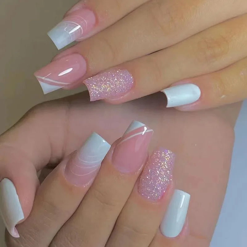 Wholesale Custom Ballerina Press Nails French Style ABS False Full Cover Artificial Fingernails Art Women Nail Designs