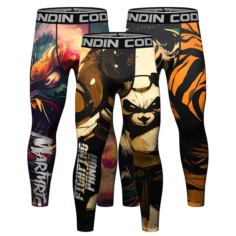 Mens Polyester Spandex Tight Shorts Run Compression Leggings Quick Dry Short Pants Man Gym Jogging Fitness Bodybuilding Tights
